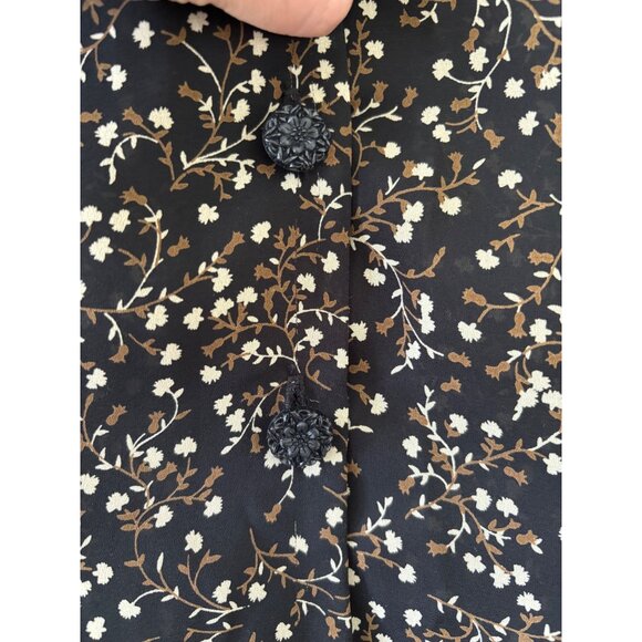 Vintage Contempo Casuals Black Floral Sleeveless Button Front Midi Dress - Picture 9 of 11